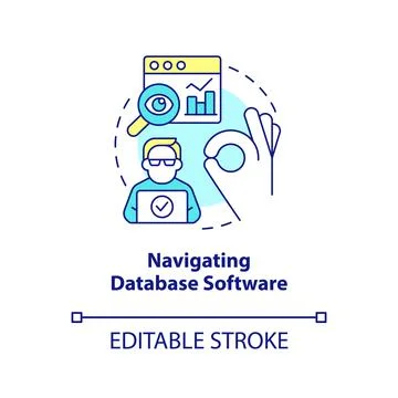 Navigating database software concept icon 스톡 일러스트