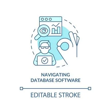 Navigating database software turquoise concept icon Stock Illustration