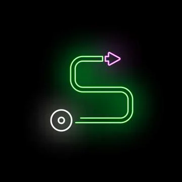 Navigating decision path to a goal with neon arrow Stock Illustration