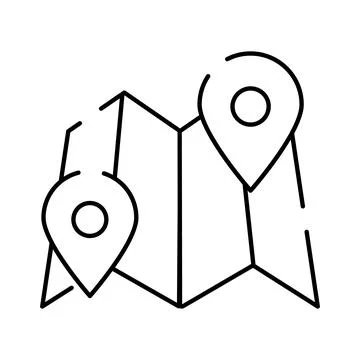 Navigating destination on a folded map with pins Stock Illustration
