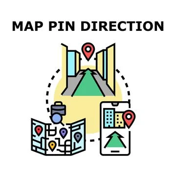Navigating destination path using location map application Stock Illustration