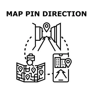 Navigating destination path using location map application Stock Illustration