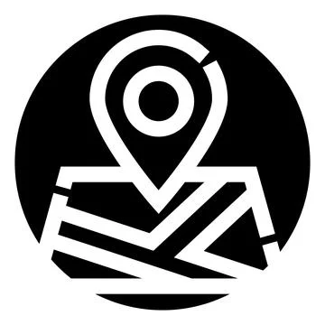 Navigating destination pinpointing on a global map icon Stock Illustration