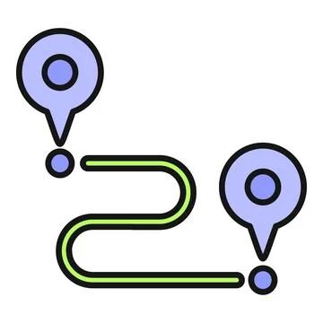 Navigating destination route with map location pins Stock Illustration