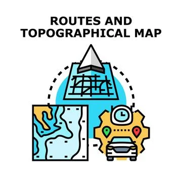 Navigating destination using topographical vector map concept Stock Illustration