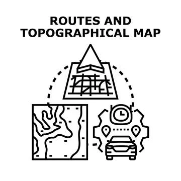 Navigating destination using topographical vector map concept Stock Illustration