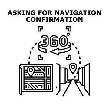 Navigating destination using virtual street view and map Stock Illustration