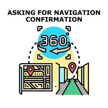 Navigating destination using virtual street view and map Stock Illustration