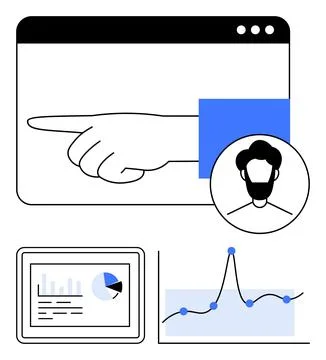 Navigating Digital Analytics Pointer Guides Data Analysis and User Experience Stock Illustration