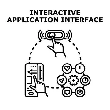 Navigating digital application interface with user interactions Stockillustratie