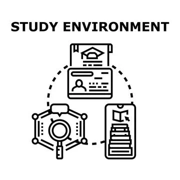 Navigating digital education learning study environment concept Stockillustratie