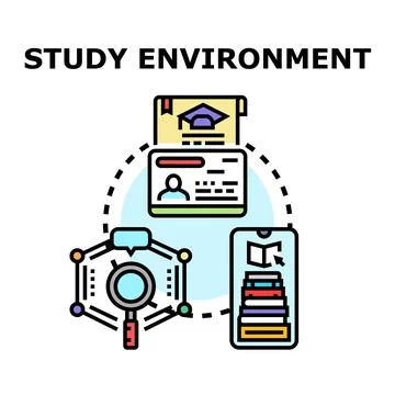 Navigating digital education learning study environment concept Stock Illustration