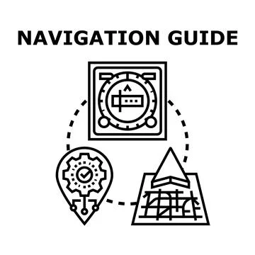 Navigating digital information with map pin and instrument display Stock Illustration