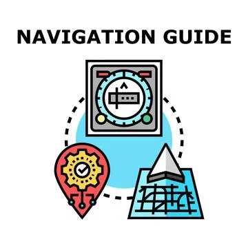 Navigating digital information with map pin and instrument display Stock Illustration