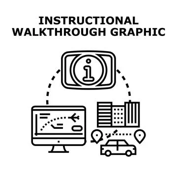 Navigating digital instructions for directional walkthrough assistance 스톡 일러스트