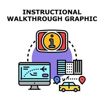 Navigating digital instructions for directional walkthrough assistance Stock Illustration