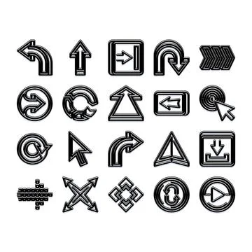 Navigating digital interface with outline arrow icon set Ilustração Stock