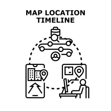 Navigating digital map location tracking timeline concept Stock Illustration