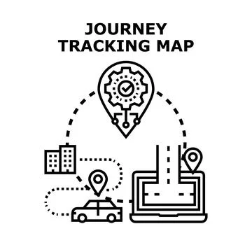 Navigating digital map tracking vehicle journey progress Stock Illustration