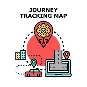Navigating digital map tracking vehicle journey progress Stock Illustration