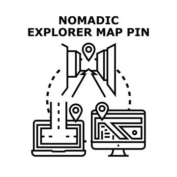 Navigating digital maps and discovering travel destination concepts Stock Illustration