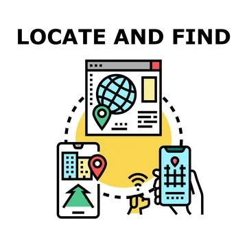 Navigating digital maps and finding geographic locations Stock Illustration