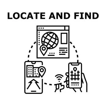 Navigating digital maps and finding geographic locations Stock Illustration