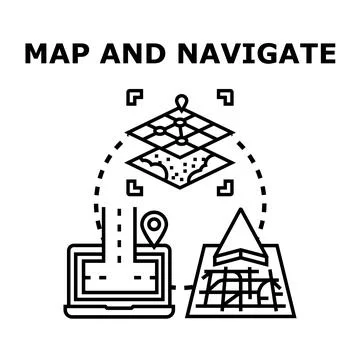 Navigating digital maps and planning routes concept Stock Illustration