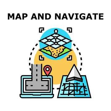 Navigating digital maps and planning routes concept Stock Illustration