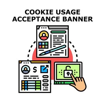 Navigating digital privacy with cookie acceptance banner Stock Illustration