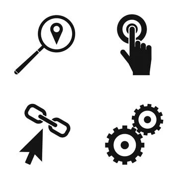 Navigating digital search, click, link, and settings icons Illustrazione stock