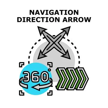 Navigating direction arrow system for location guidance Stock Illustration