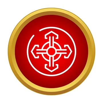Navigating direction symbol on red circle button 库存插图