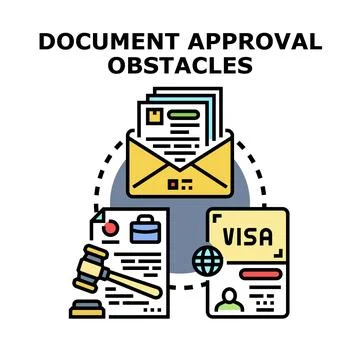 Navigating document approval process challenges and obstacles Illustrazione stock