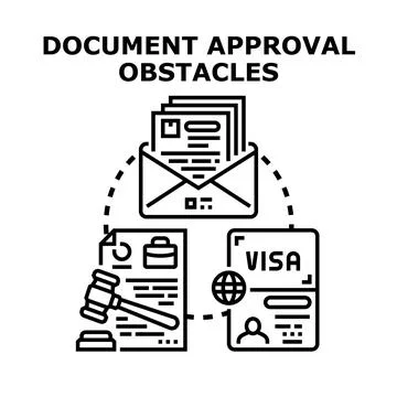 Navigating document approval process challenges and obstacles Stock Illustration