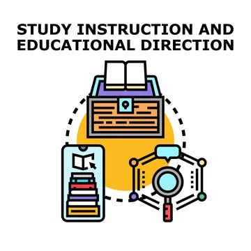 Navigating educational direction, study instruction and knowledge search Stock Illustration