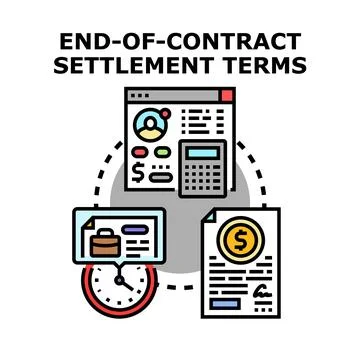 Navigating end of contract settlement terms and compensation Stock Illustration