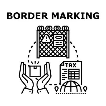 Navigating global customs with border marking and regulations Stock Illustration
