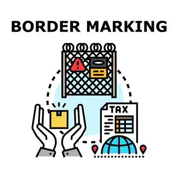 Navigating global customs with border marking and regulations Stock Illustration
