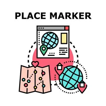 Navigating global map location markers online concept Stock Illustration