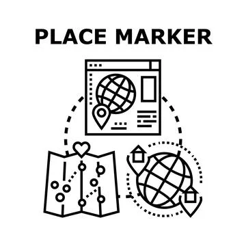 Navigating global map location markers online concept Stock Illustration