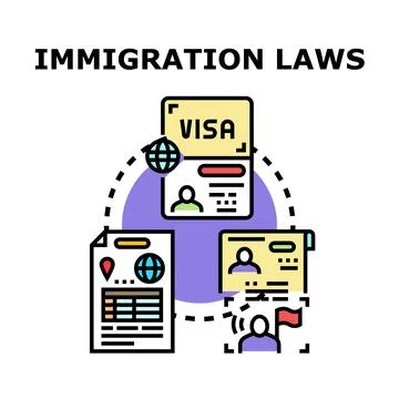 Navigating global migration regulations and legal documents Stock Illustration