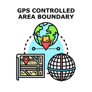 Navigating global positioning system controlled area boundaries Stock Illustration