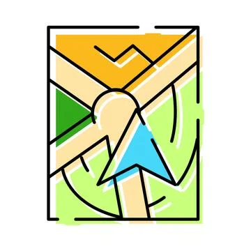 Navigating a location map with a directional marker Stock Illustration
