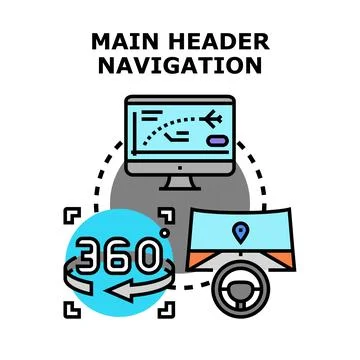 Navigating main header options and interface elements Stock Illustration