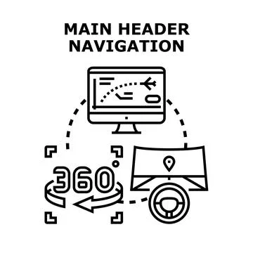 Navigating main header options and interface elements Stock Illustration