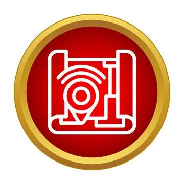 Navigating map with location pin and signal icon Stock Illustration