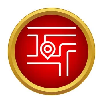 Navigating map with location pin marker icon Stock Illustration