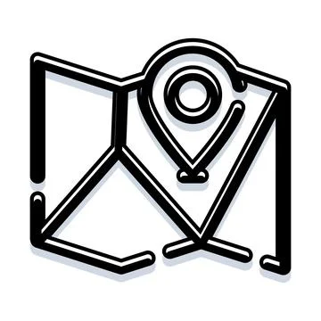 Navigating map showing destination location pin marker Illustrazione stock