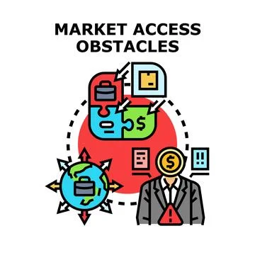 Navigating market access obstacles developing business strategy Stockillustratie